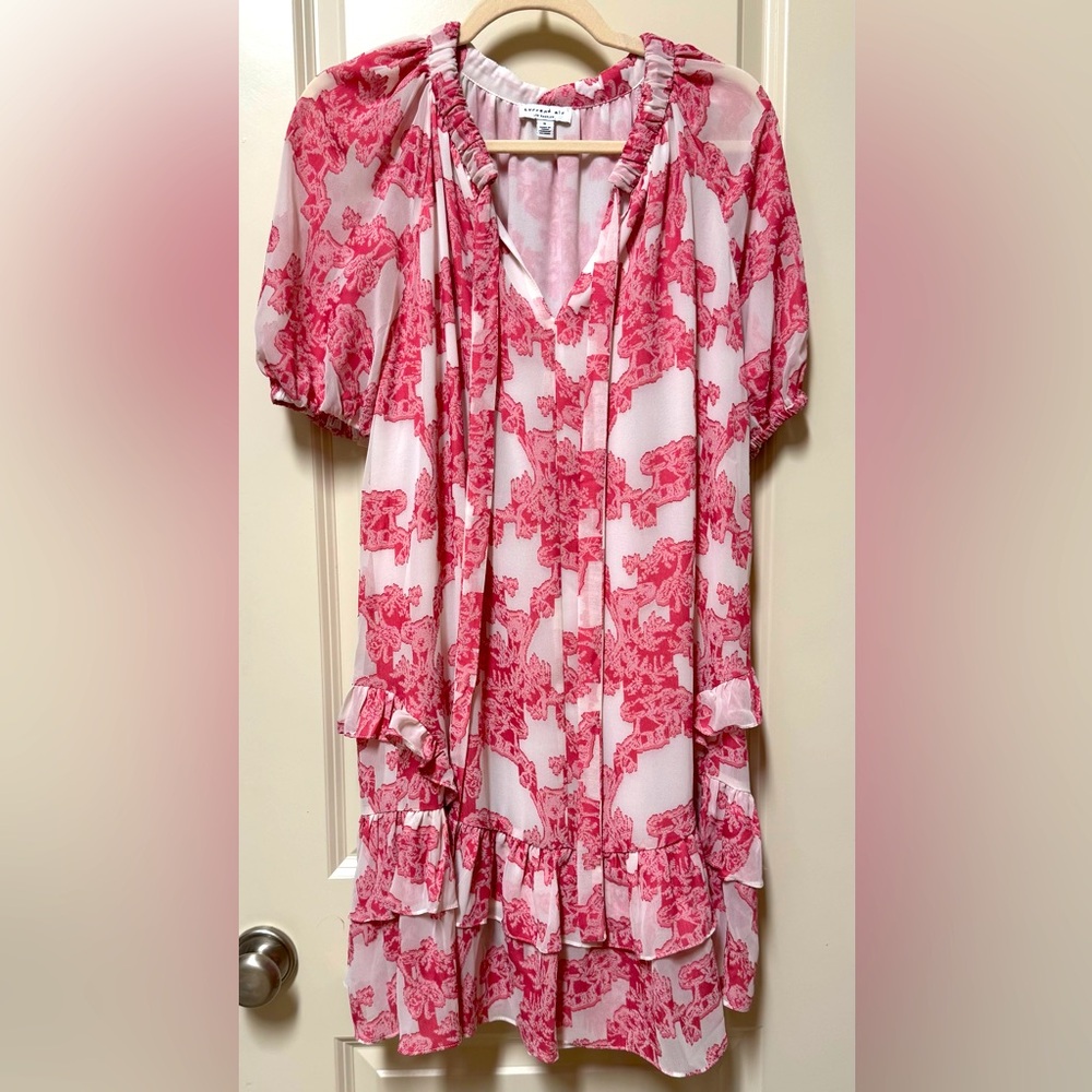 Current Air Red and White Floral Mini Dress